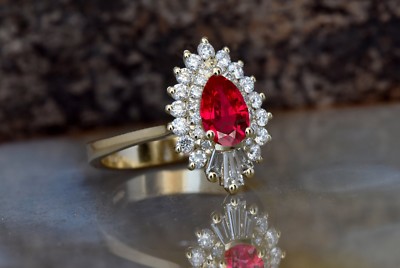 2ct Lab-Created Pink Ruby Art Deco Promise Engagement Ring 9k Yellow Gold Plated