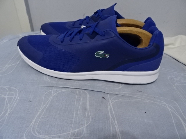 Lacoste PA05402, Mens Low-Top Lace-up Leather/Textile Blue Sneakers UK12 RRP-£85 image 4