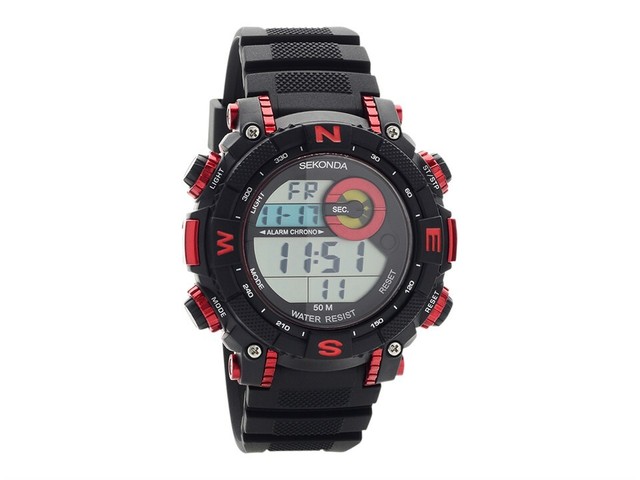 chronograph black resin gents wrist watch