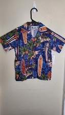 Aloha Republic Hawiian Shirt Boys 4T Short Sleeve Button Down Surfboard Palm