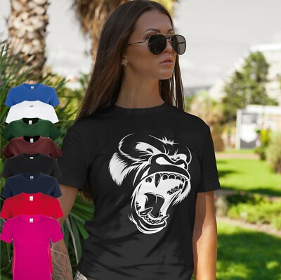 GORILLA ROAR DAMEN KURZARM GYM T-SHIRT TRAINING BODYBUILDING GYM-T