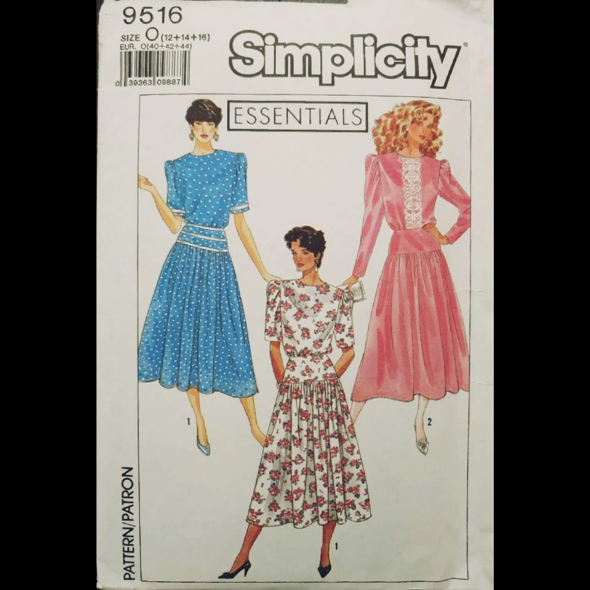 Vintage Simplicity Essentials Dress Pattern #9516 Size 12-14-16