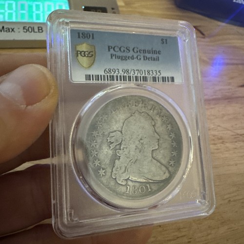 Draped Bust Silver Dollar PCGS Antique $ Plugged Liberty Bullion Collector 1801