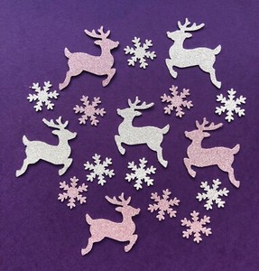 Christmas Snowflakes Reindeer Table Decorations Baby Pink