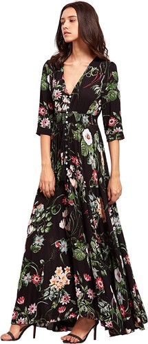 Milumia Women's Button Up Split Floral Print Flowy Party Maxi Dress | eBay