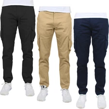 Mens 2-Pack Flex-Stretch Cotton Cargo Pants (SIZE 30-44) NEW FREE SHIPPING
