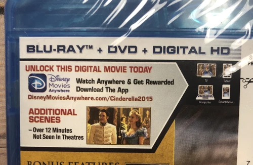 CINDERELLA (Blu-ray/DVD, 2015, PG,Includes Digital Copy) Walt Disney ~ Brand NEW - Picture 3 of 3