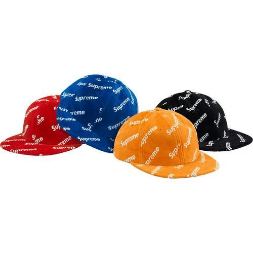 Capuchon en diagonale velours Supreme 6 panneaux noir rouge royal orange F/W 17