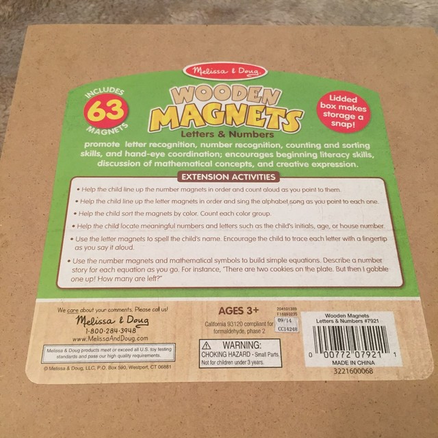 melissa and doug wooden magnetic letters and numbers 63 pieces