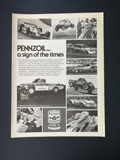 Vintage 1979 Pennzoil Oli Racing Full Page Original Ad