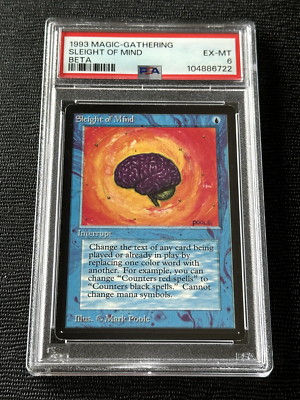 Beta Sleight of Mind Limited Edition Magic the Gathering MTG PSA EX-MT Beta Sleight of Mind Limited Edition Magic the Gathering MTG PSA EX-MT