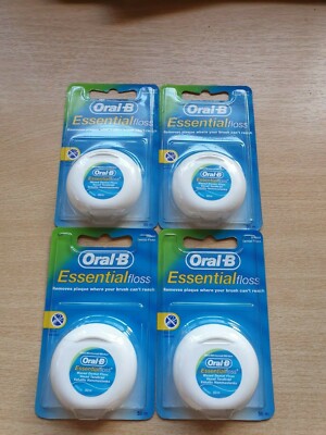 Oral-B Essential Zahnseide Minze Gewachst 50m X4 NUR £9,79 + KOSTENLOSER VERSAND