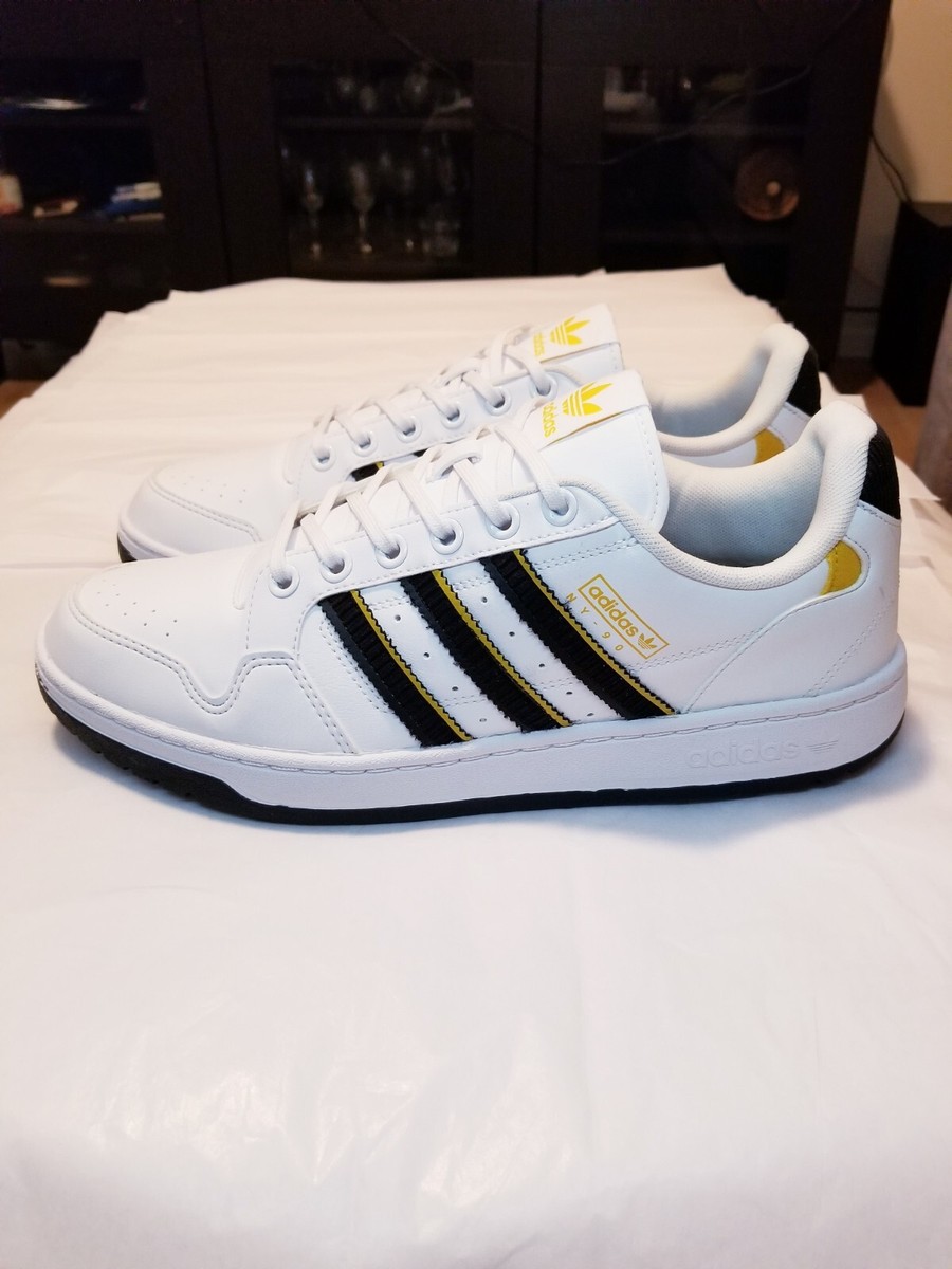 Adidas NY 90 Stripes Mens Sneakers Size 11.5 White/Core Black/Hazy Yellow HO3096 adidas-ny-90-stripes-blanc-  main image 4