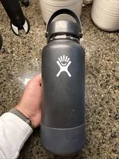 Genuine Black Hydro Flask Wide Thermo Steel Water Bottle 32oz Used