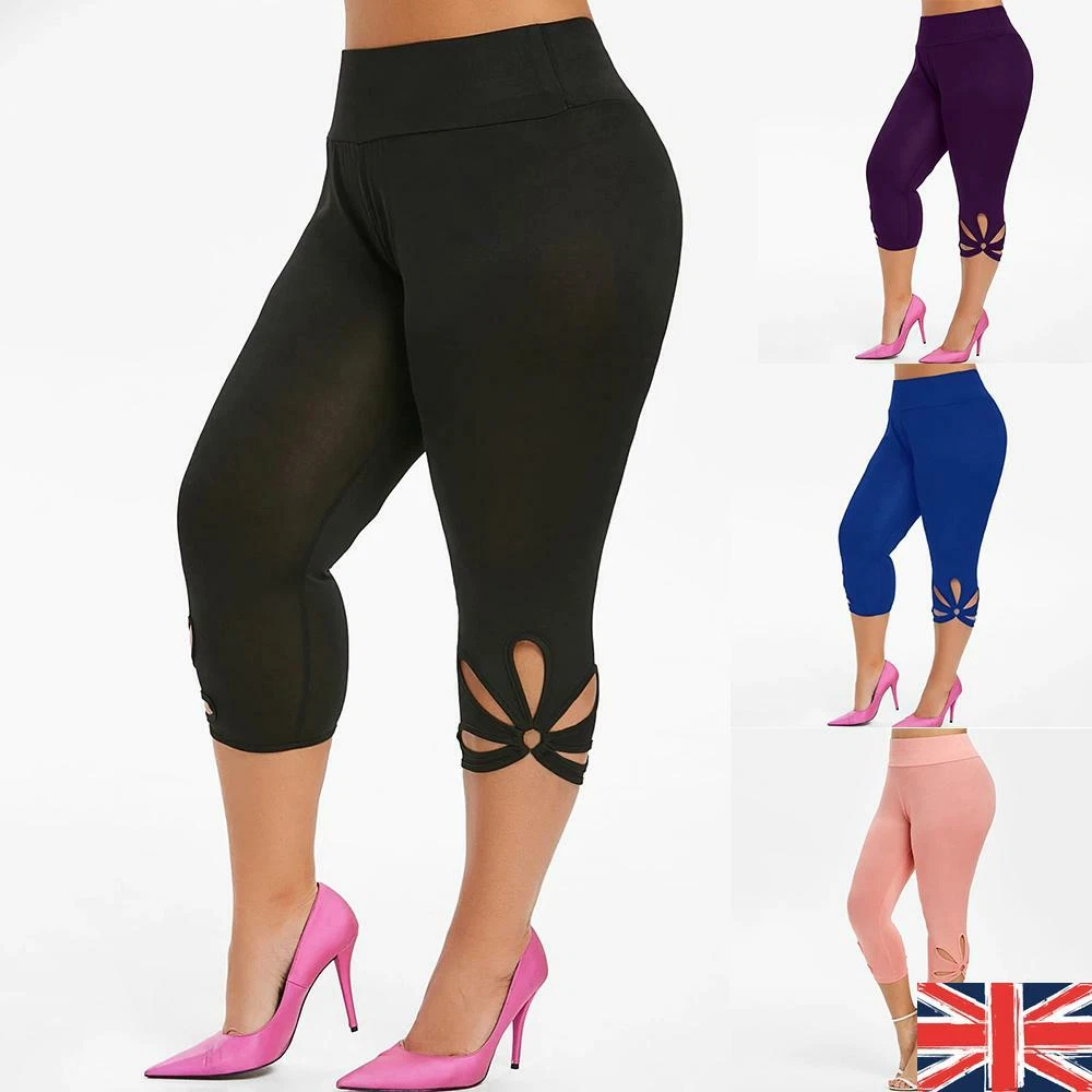 Fitted Tights 3/4 Length Stretchy Skinny Leggings Pants