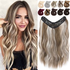 V Shape One Piece THICK Real Clip in AS Human Hair Extensions Full Head U Part