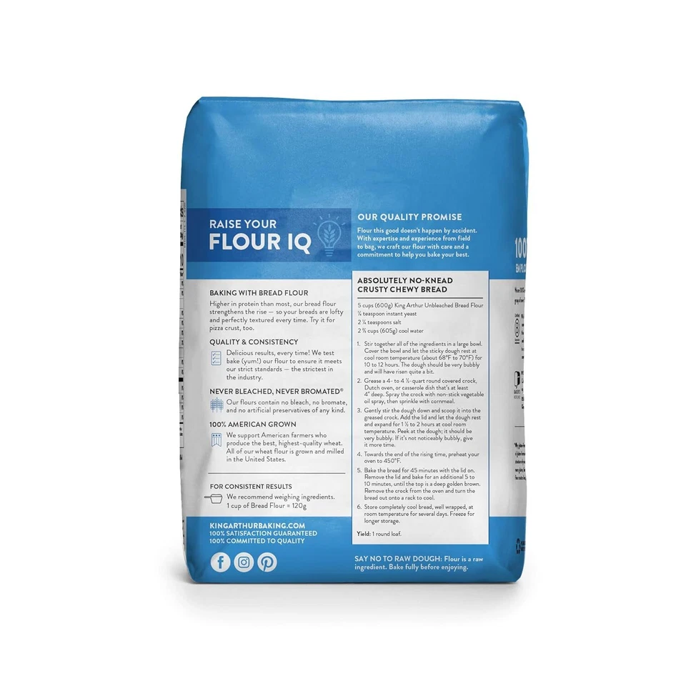 Harina de pan sin blanquear King Arthur paquete de 1 de 5 libras Foto 4 de 4