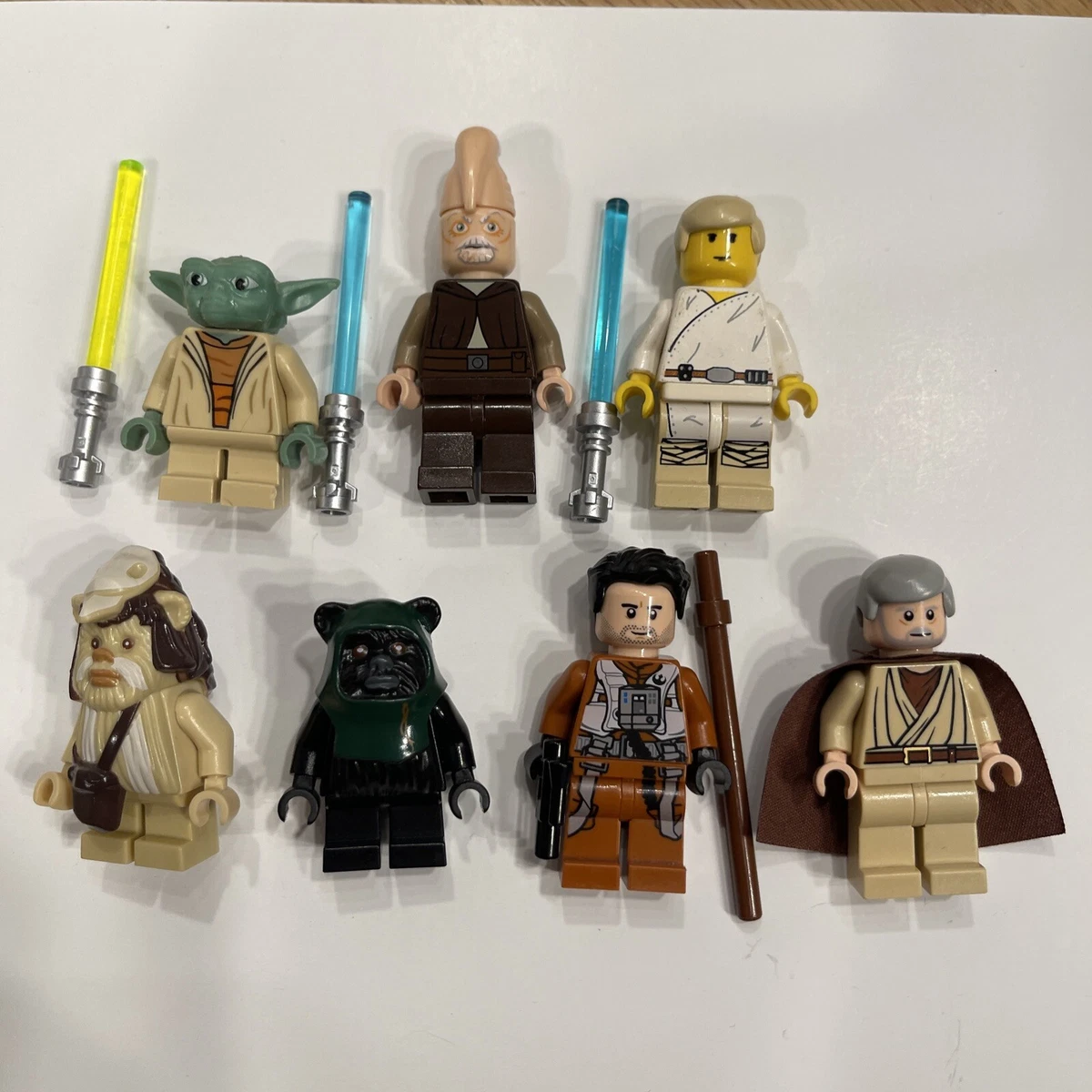 LEGO Star Wars 7 Minifigure Lot Ewok Logray Tokkat Yoda Ki Adi Mundi No Cracks