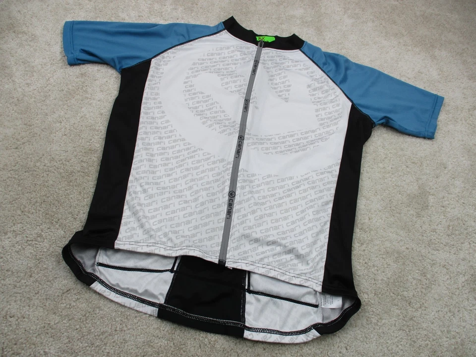 Camiseta deportiva de ciclismo Canari para hombre grande blanca negra ligera con cremallera camisa de motociclista Foto 2 de 4