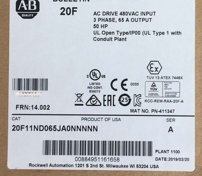 AB 20F11ND065JA0NNNNN Allen-Bradley 20F11ND065JA0NNNNN PowerFlex 753 AC Drive