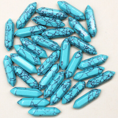 100pcs Artificial Turquoise Stone Hexagonal Column Home Decor Ornament 30x8mm