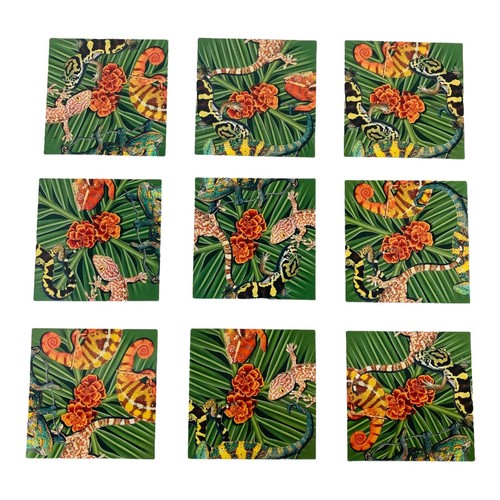 B Dazzle Scramble Squares Lizards Puzzle 9 Piece 12 inch Square Vintage 2000 - Picture 2 of 4