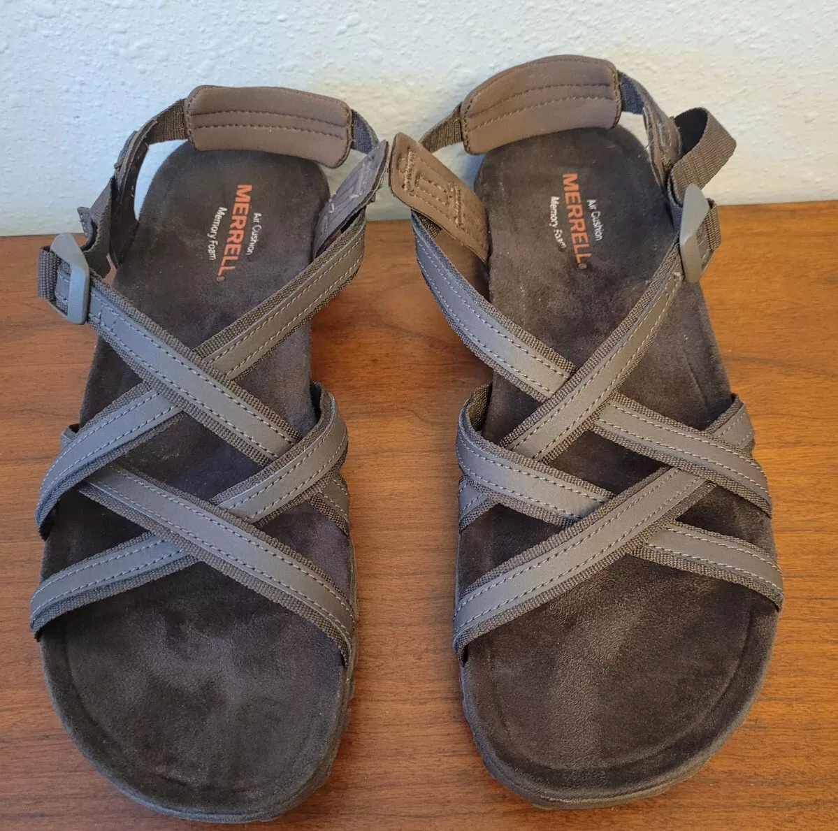 Kwelling ochtendgloren Contractie Merrell Air Cushion Memory Foam Multi Strap Sandals Womens Size 9 Brown |  eBay