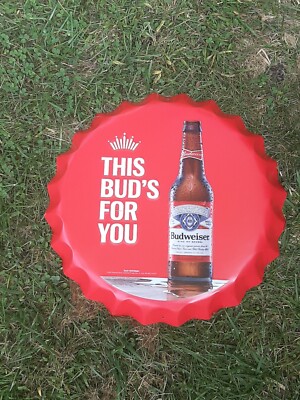 budweiser bottle cap sign... fast free shipping