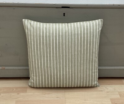 Hand made Decorative Imprint ticking Stripe Sage Green cushion cover  UK