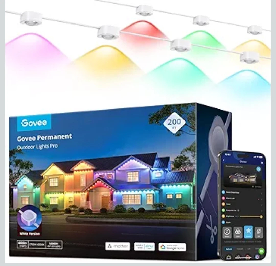 Govee Permanent Outdoor Lights Pro, 200ft with 120 RGBIC LED Lights for Daily...
