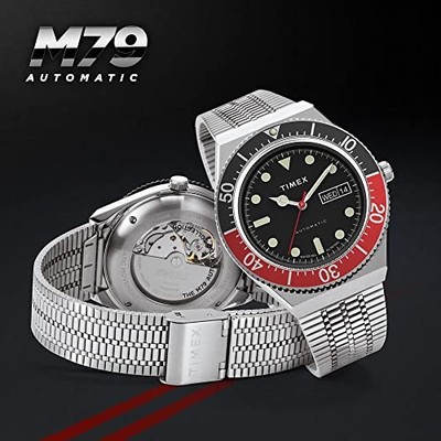 TIMEX M79 AUTOMATIK HERREN UHR SILBER SCHWARZES ZIFFERBLATT 40MM TW2U83400 NE...
