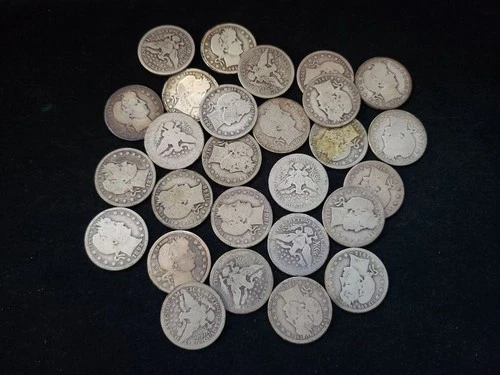 Group of 27 Barber Silver Quarters Mixed Conditions NICE!