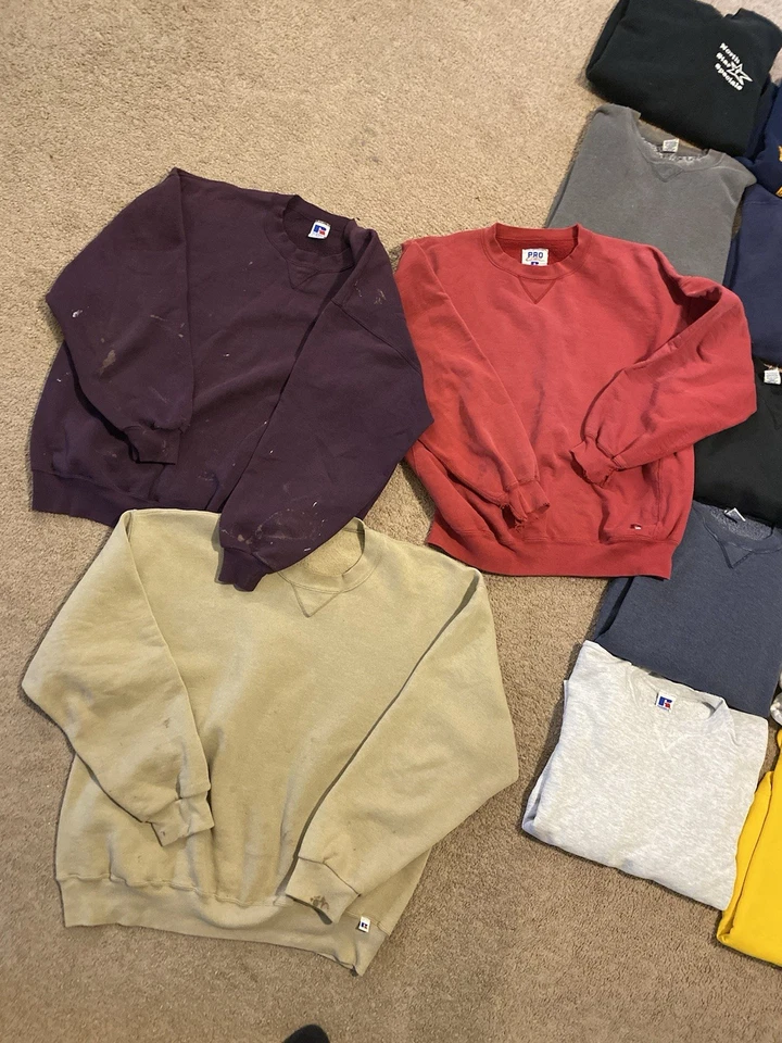 Lote de 21 sudaderas vintage Russell cuello redondo hechas en EE. UU. talla varía S-XL Foto 4 de 4