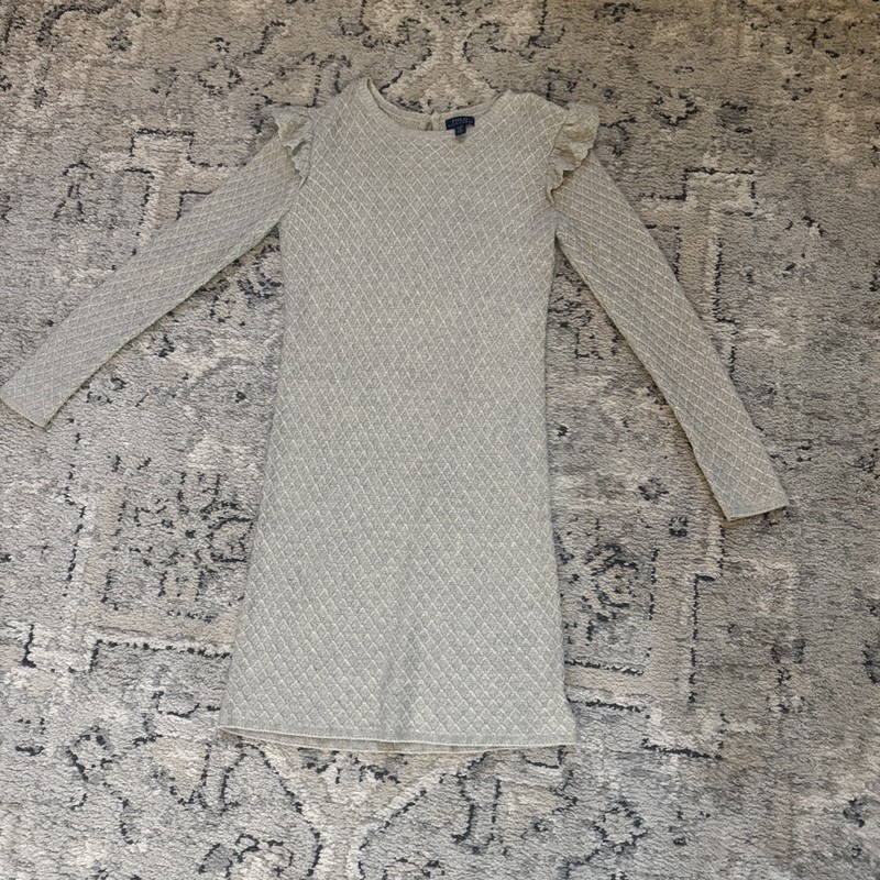 Polo Ralph Lauren Girls Gray Knit Dress Ruffle Shoulders Size XL (16)