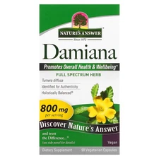 Nature s Answer Damiana Leaf 800 mg 90 Vegetarian Capsules Cruelty-Free, Kosher,