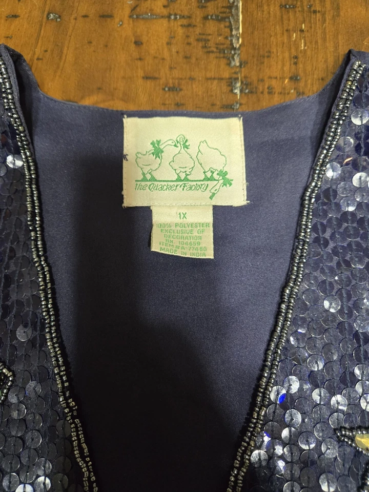 Vintage 90's Quacker Factory size 1X Sequin Holiday Snowman Christmas Vest - Image 2 of 4