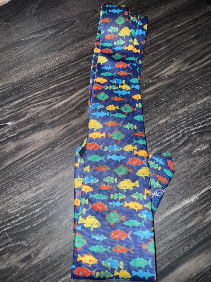 鱼领带 - 男式 - 男式领带鱼缸或海洋主题 - 多彩 — 第 2/3 张图片