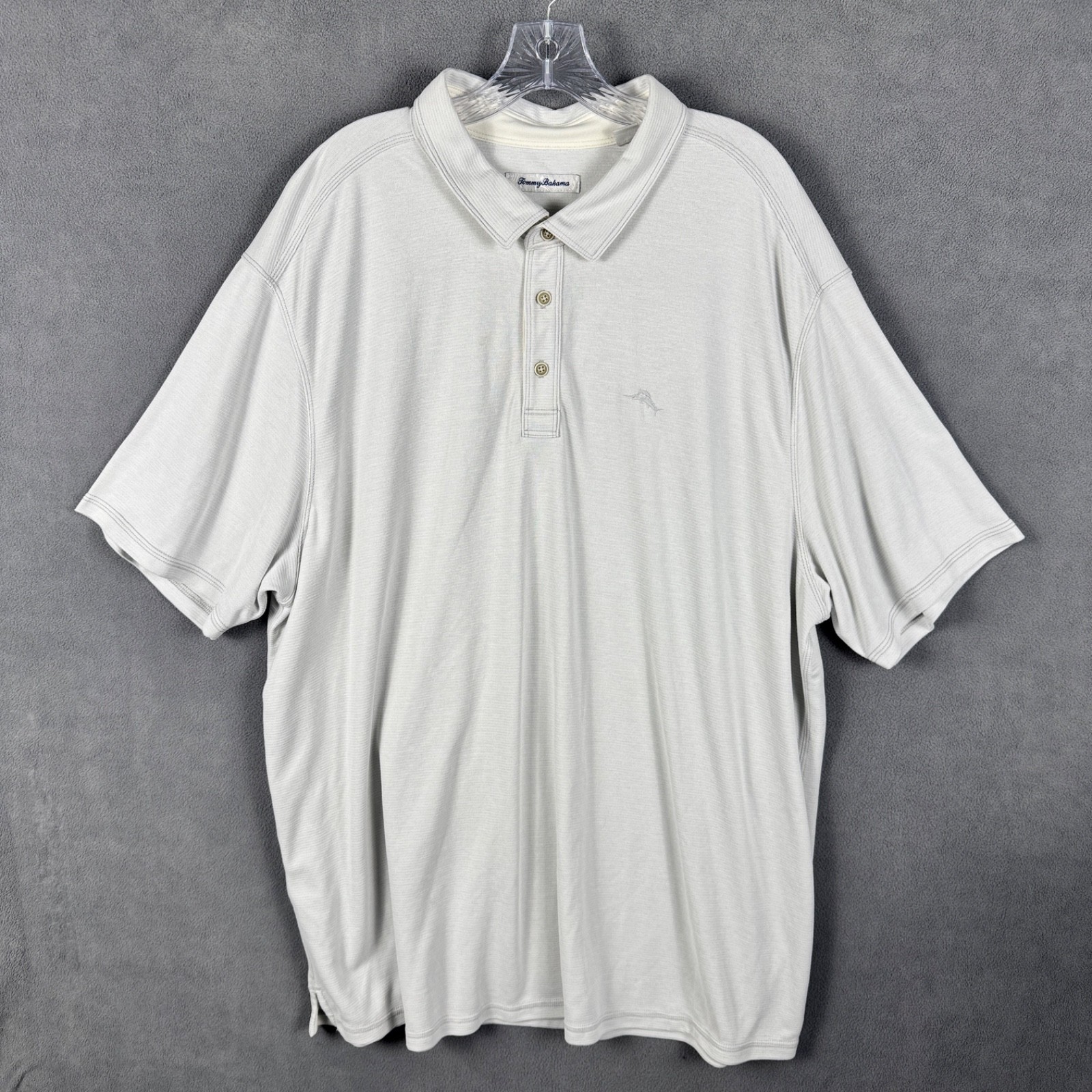 Tommy Bahama Polo Shirt Men 2XLB Big Light Gray Island Zone Short Sleeve