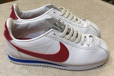 Nike Classic Cortez Womens Size 7 White Red Blue Athletic Leather Shoes Sneakers