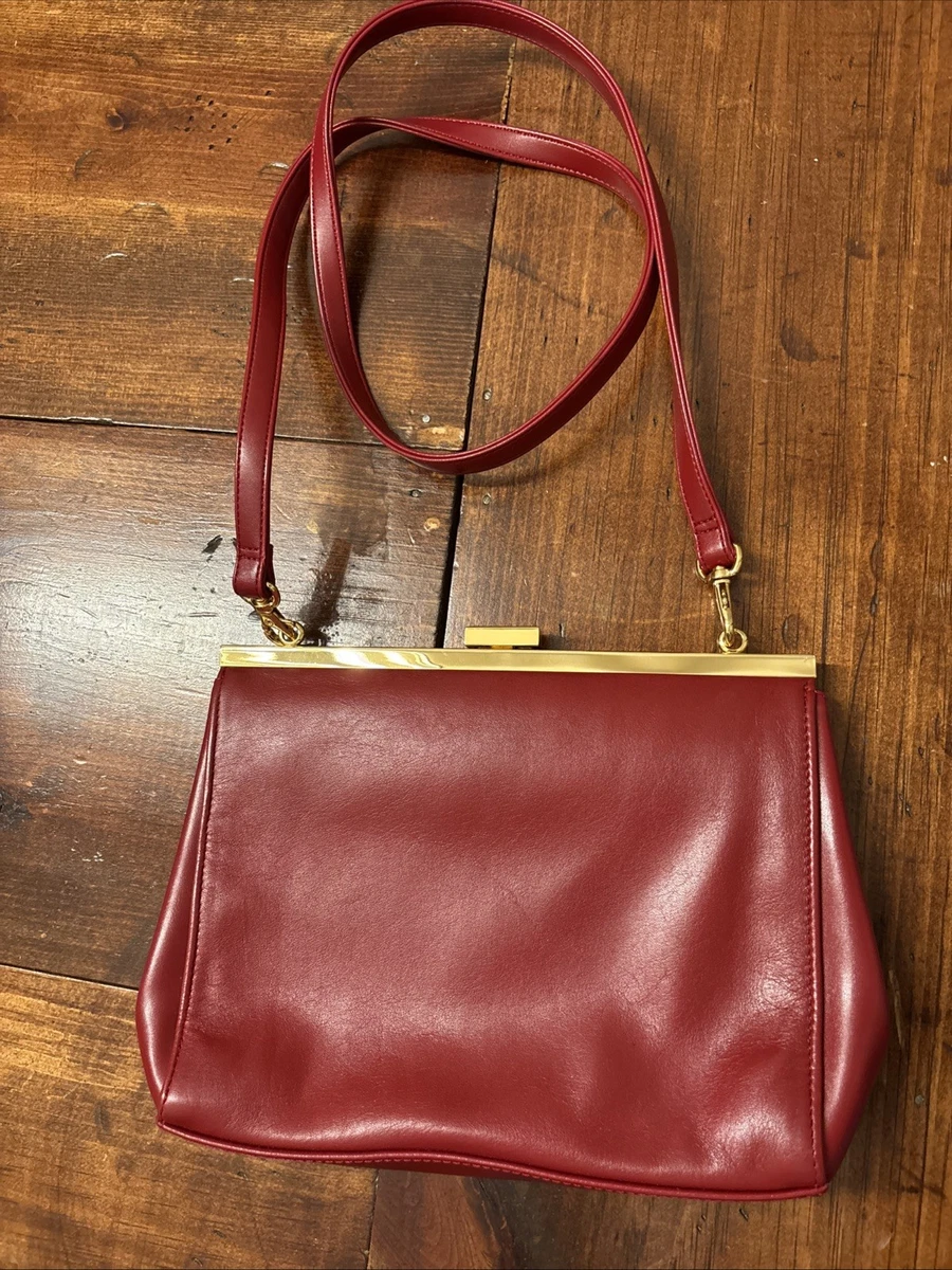 Vintage Charter Club Red Leather Clutch Handbag Removable  NWT - Charter Club Classic Red Women’s Leather Clutch display picture 1