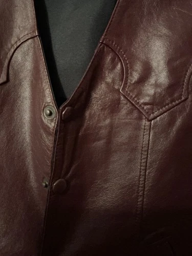 Vintage Creaciones GLR Burgandy Leather Vest  Size 40 Leon Cowboy Rancher Mexico image 5
