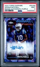 2024 TOPPS SAPPHIRE ADONAI MITCHELL ROOKIE AUTO Purple /10  PSA 9 Mint!