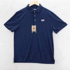Chubbies Shirt Men's Medium Blue The Out of the Blue Performance Polo USA Flag