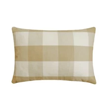 Beige Decorative Lumbar Pillow Cover, 12"x16" Cotton Cushion-Beige Plaid Play