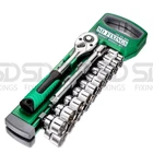 24-Teeth Ratchet, 3/8" Socket 12Pcs, 9-18mm Metric Drive and 5" Extension Bar