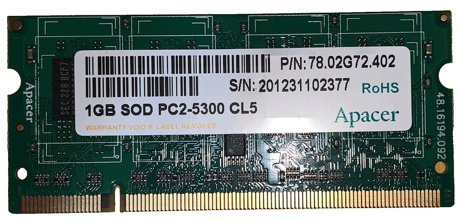 1 GB Capacity per Module DDR2 SDRAM Computer Memory (RAM) 2 Modules