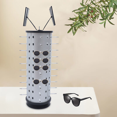 360°Rotating Sunglass Display Rack Holder Freestanding W/ Mirrors Glasses Stand