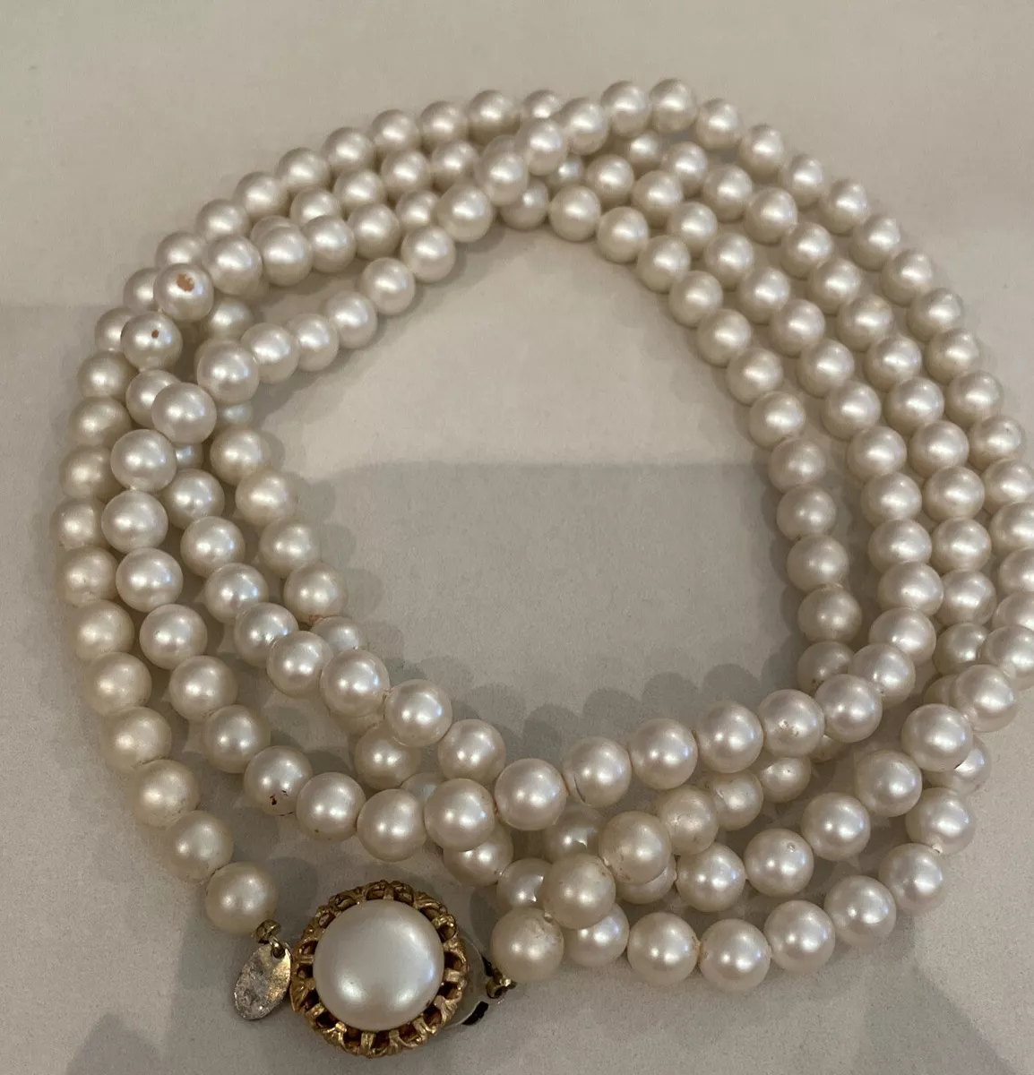 Vintage signed park lane faux Pearl necklace With Beautiful Clasp