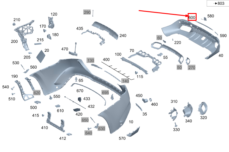 MERCEDES-BENZ GLS X167 Rear Center Bumper Trim Bar A1678859102
