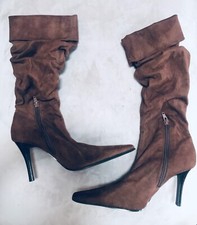 Vintage HIGH HEELED FASHION BOOTS Faux Suede Boot-Shoes Size: 7M Brand New